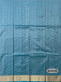 Steel Blue Pure Katan Silk Banarasi Handloom Saree with All Over Kadua Motifs