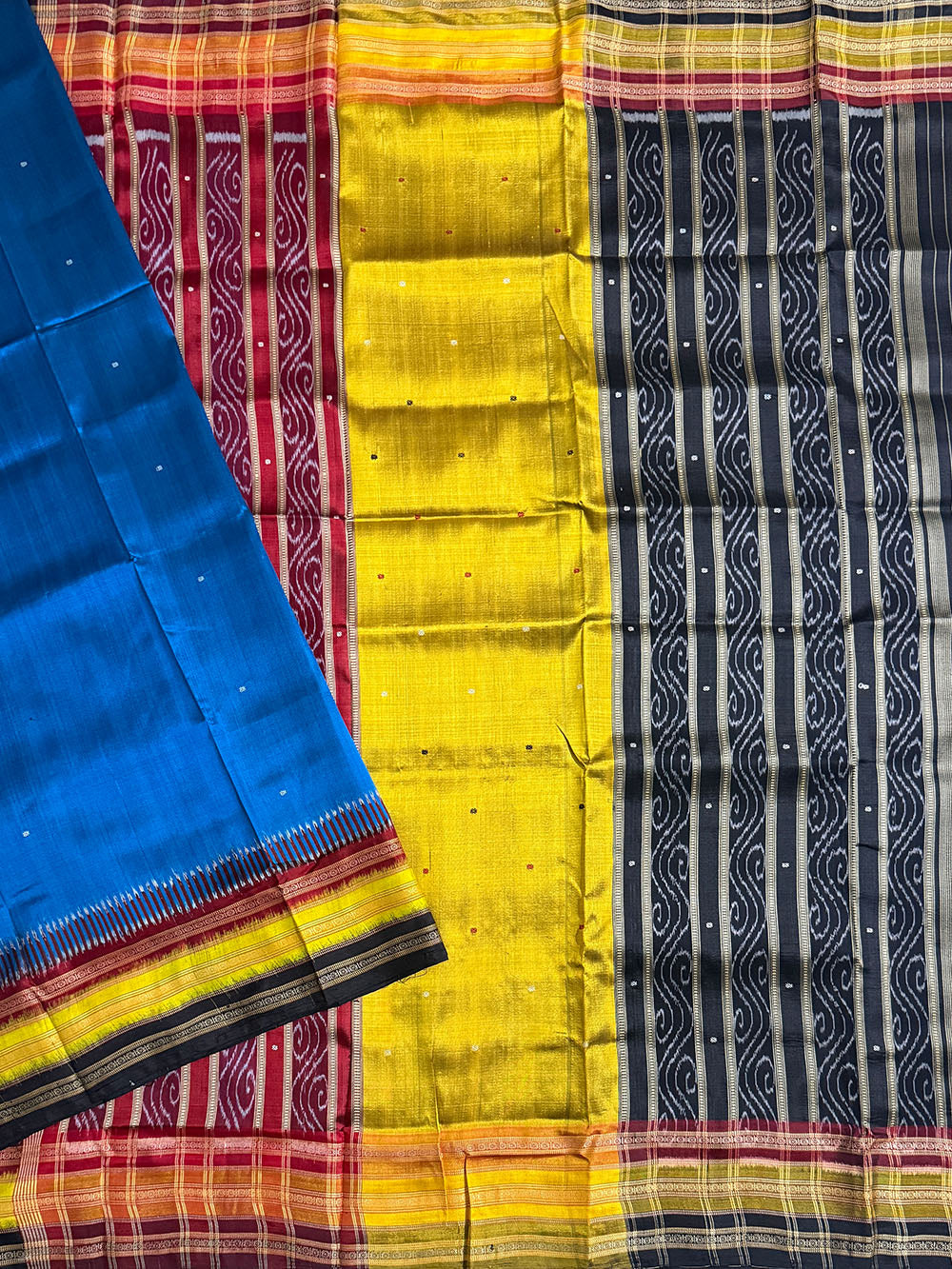 Teal Blue Kathiphera Pure Silk Handloom Khandua Patta Saree