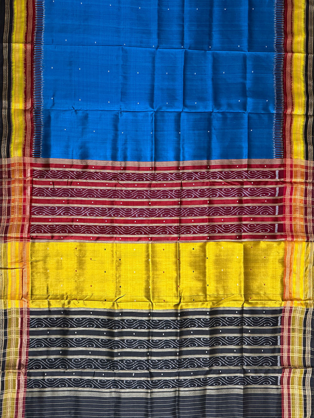 Teal Blue Kathiphera Pure Silk Handloom Khandua Patta Saree