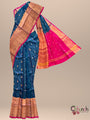 Teal Blue and Pink Pure Silk Uppada Handloom Saree with Buttas and Broad Border
