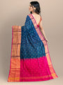 Teal Blue and Pink Pure Silk Uppada Handloom Saree with Buttas and Broad Border