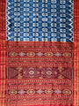 Teal Blue and Red Pure Silk Handloom Khandua Patta Saree