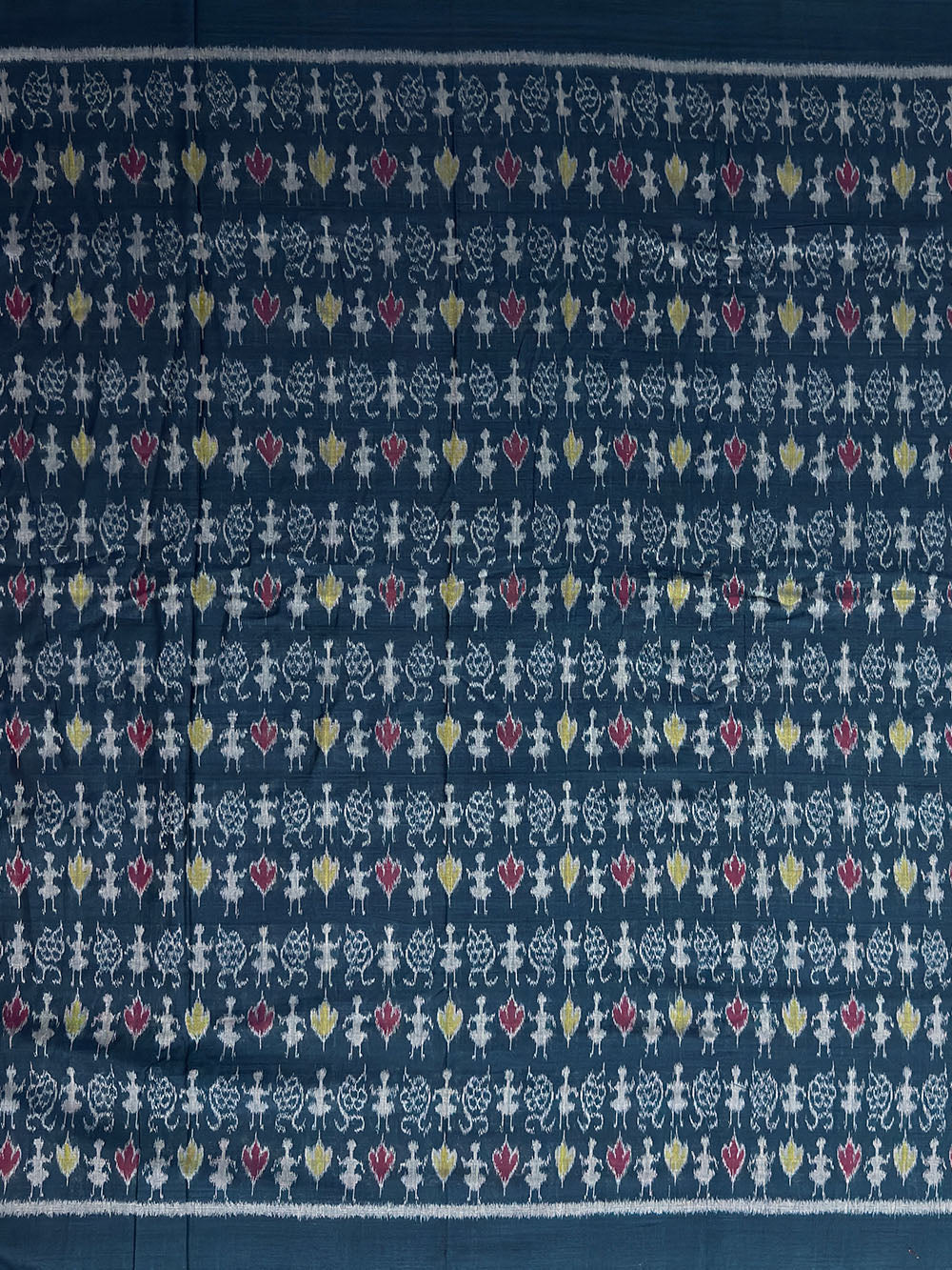 Teal Blue and Red Sambalpuri Handloom Cotton Dress Material