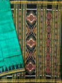 Teal Green Patli Pure Silk Handloom Khandua Patta Saree
