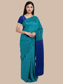 Teal and Blue Khadi Cotton Handloom Saree