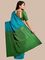 Teal and Green Khadi Cotton Handloom Saree