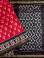 Tomato Red and Black Pochampally Pure Silk Handloom Saree in Ikkat Pattern