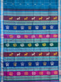 Turquoise Blue Double Pallu Handloom Berhampuri Pure Silk Patta Saree