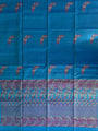 Turquoise Blue Pure Silk Kanjivaram Handloom Saree with Leaf Motifs