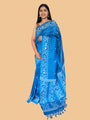 Turquoise Blue Pure Silk Tussar Handloom Saree