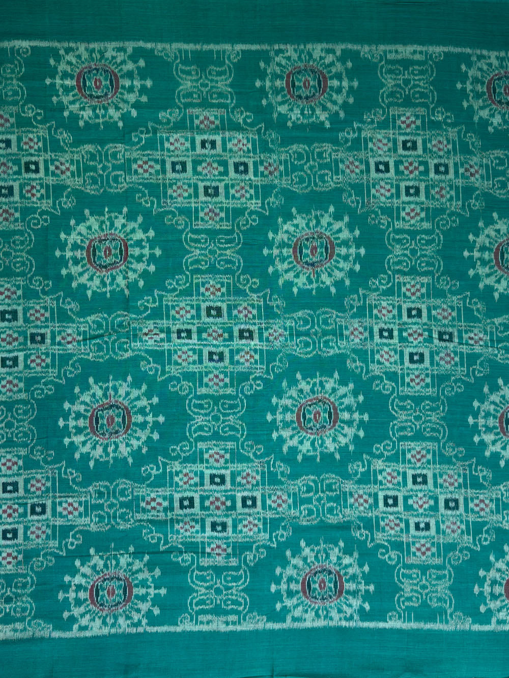 Turquoise and Black Sambalpuri Handloom Cotton Dress Material