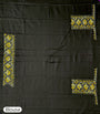Violet Cotton Handloom Saree with Black Contrast Kantha Stitch Blouse