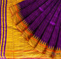 Violet and Yellow Pure Raw Silk Handloom Saree