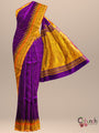 Violet and Yellow Pure Raw Silk Handloom Saree