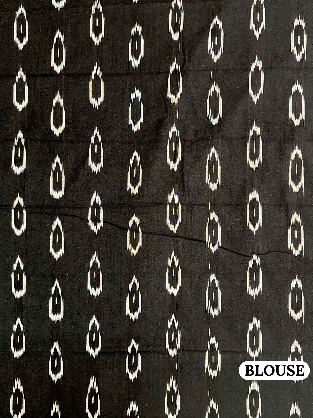 White, Black and Green Pochampally Mercerised Cotton Handloom Saree in Ikkat Pattern