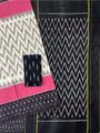 White, Black and Pink Pochampally Mercerised Cotton Handloom Saree in Ikkat Pattern