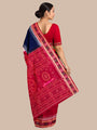 White, Blue and Red Handloom Cotton Sambalpuri Saree