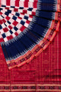 White, Blue and Red Handloom Cotton Sambalpuri Saree