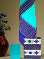 White, Blue and Turquoise Pasapalli Pattern Sambalpuri Handloom Cotton Dress Material