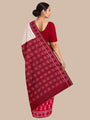 White and Red Handloom Cotton Sambalpuri Saree
