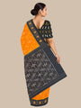 Yellow and Black Pochampally Mercerised Cotton Handloom Saree in Ikkat Pattern