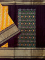 Yellow and Brown Pochampally Pure Silk Handloom Saree