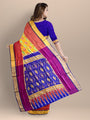 Yellow and Pink Ikkat Pattern Pure Uppada Silk Handloom Saree